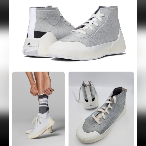 ADIDAS BY STELLA MCCARTNEY TREINO MID-CUT SHOES IN HEATHERED GREY WHITE SIZE 6.5 - Picture 16 of 16
